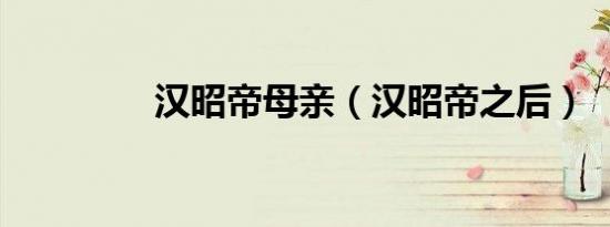 汉昭帝母亲（汉昭帝之后）
