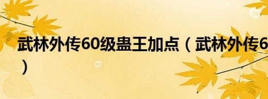 武林外传60级蛊王加点（武林外传60亿经验）