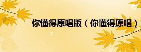 你懂得原唱版（你懂得原唱）