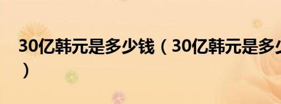 30亿韩元是多少钱（30亿韩元是多少人民币）