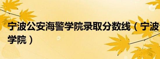 宁波公安海警学院录取分数线（宁波公安海警学院）