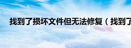 找到了损坏文件但无法修复（找到了jyj）