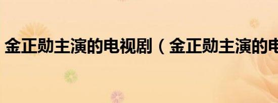 金正勋主演的电视剧（金正勋主演的电视剧）