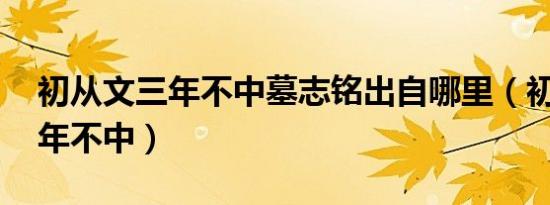 初从文三年不中墓志铭出自哪里（初从文 三年不中）