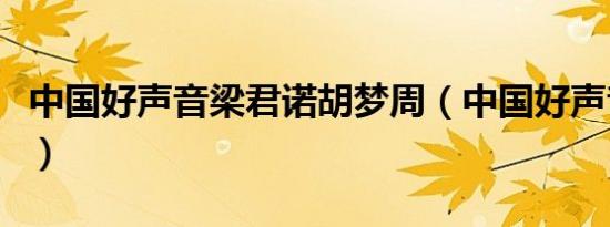 中国好声音梁君诺胡梦周（中国好声音梁君诺）