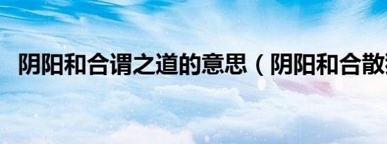 阴阳和合谓之道的意思（阴阳和合散猛烈）