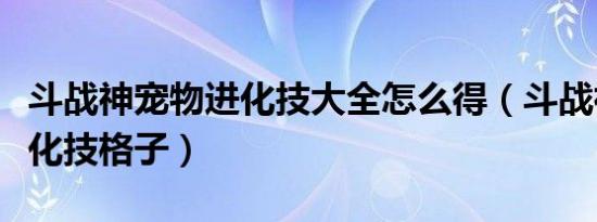 斗战神宠物进化技大全怎么得（斗战神灵兽进化技格子）