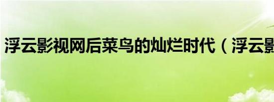 浮云影视网后菜鸟的灿烂时代（浮云影视网）