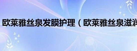 欧莱雅丝泉发膜护理（欧莱雅丝泉滋润发膜）