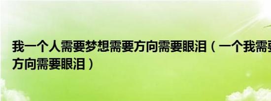 我一个人需要梦想需要方向需要眼泪（一个我需要梦想需要方向需要眼泪）