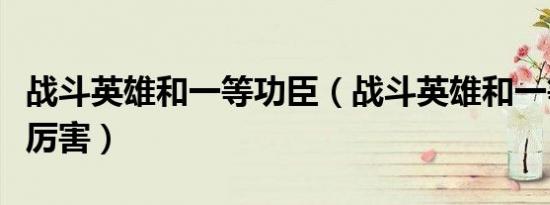 战斗英雄和一等功臣（战斗英雄和一等功臣谁厉害）