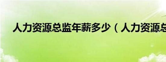 人力资源总监年薪多少（人力资源总监）