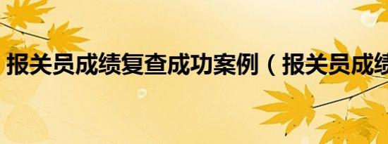 报关员成绩复查成功案例（报关员成绩查询）