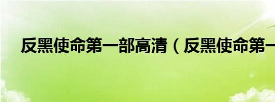 反黑使命第一部高清（反黑使命第一部）