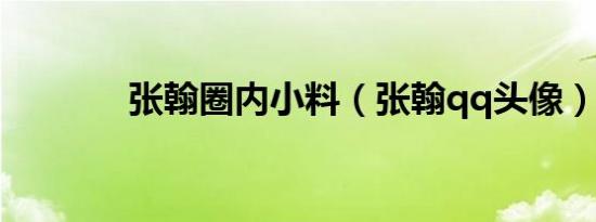 张翰圈内小料（张翰qq头像）