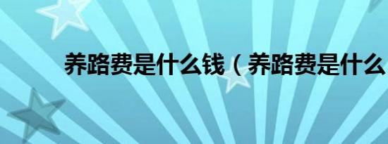 养路费是什么钱（养路费是什么）