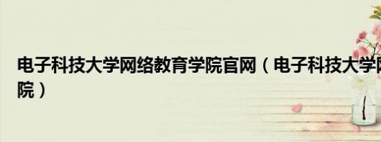 电子科技大学网络教育学院官网（电子科技大学网络教育学院）