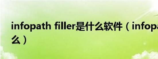 infopath filler是什么软件（infopath是什么）