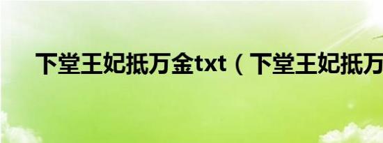 下堂王妃抵万金txt（下堂王妃抵万金）