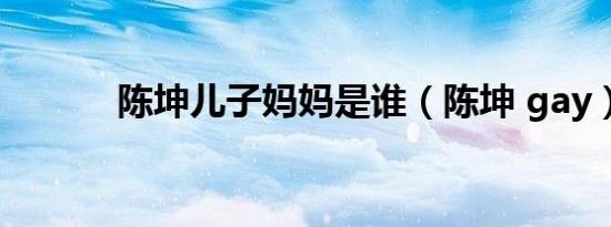 陈坤儿子妈妈是谁（陈坤 gay）