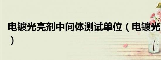电镀光亮剂中间体测试单位（电镀光亮剂配方）