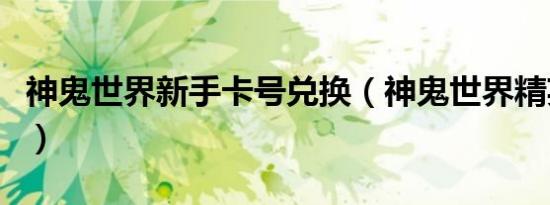 神鬼世界新手卡号兑换（神鬼世界精英卡卡号）