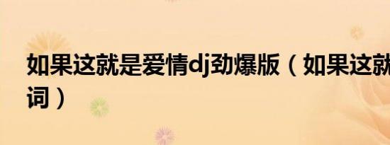 如果这就是爱情dj劲爆版（如果这就是爱 歌词）