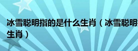 冰雪聪明指的是什么生肖（冰雪聪明打一正确生肖）