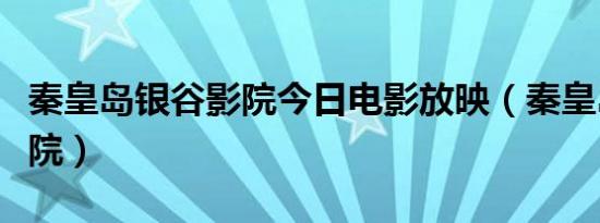 秦皇岛银谷影院今日电影放映（秦皇岛银谷影院）