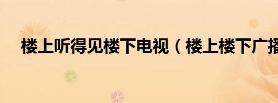 楼上听得见楼下电视（楼上楼下广播剧）