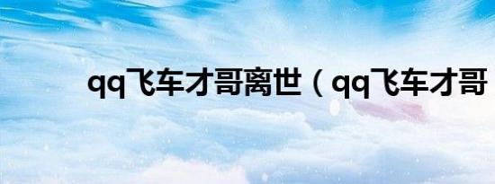 qq飞车才哥离世（qq飞车才哥）