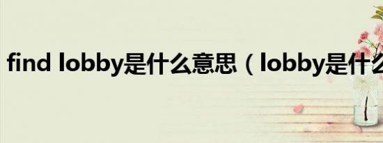find lobby是什么意思（lobby是什么意思）