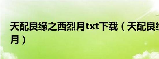 天配良缘之西烈月txt下载（天配良缘之西烈月）