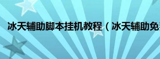 冰天辅助脚本挂机教程（冰天辅助免费版）