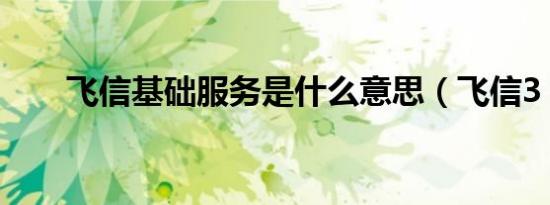 飞信基础服务是什么意思（飞信3 0）