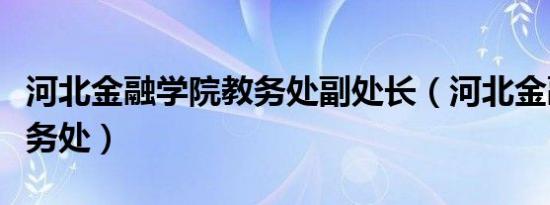 河北金融学院教务处副处长（河北金融学院教务处）