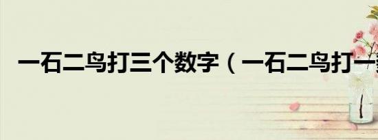 一石二鸟打三个数字（一石二鸟打一数字）