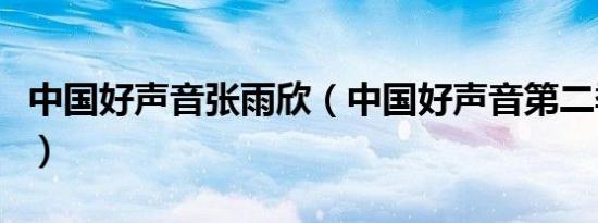 中国好声音张雨欣（中国好声音第二季张欣奕）