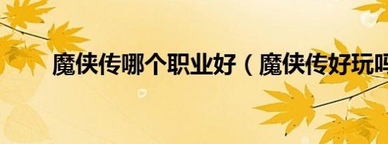 魔侠传哪个职业好（魔侠传好玩吗）