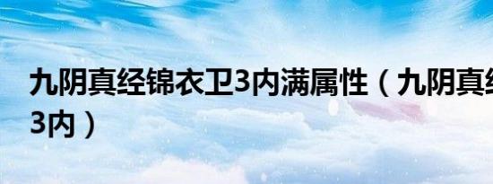 九阴真经锦衣卫3内满属性（九阴真经锦衣卫3内）