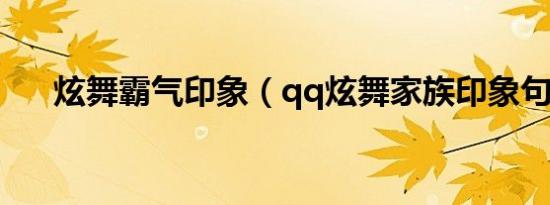 炫舞霸气印象（qq炫舞家族印象句子）