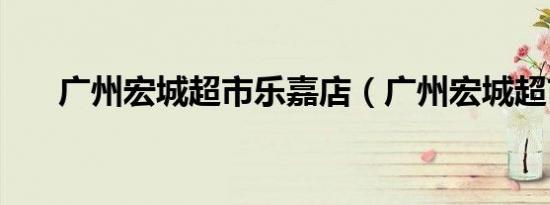 广州宏城超市乐嘉店（广州宏城超市）