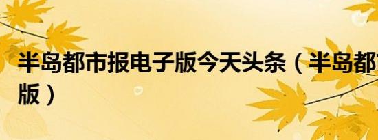 半岛都市报电子版今天头条（半岛都市报电子版）