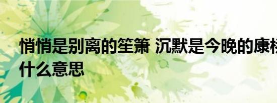 悄悄是别离的笙箫 沉默是今晚的康桥表达了什么意思