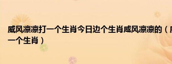 威风凛凛打一个生肖今日边个生肖咸风凛凛的（威风凛凛打一个生肖）
