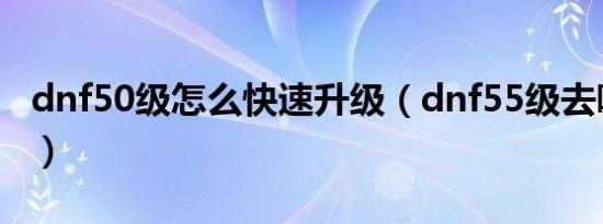 dnf50级怎么快速升级（dnf55级去哪升级快）