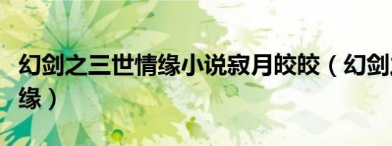 幻剑之三世情缘小说寂月皎皎（幻剑之三世情缘）