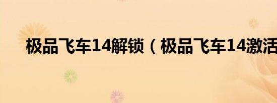 极品飞车14解锁（极品飞车14激活码）