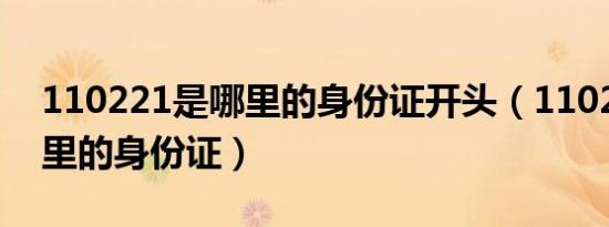 110221是哪里的身份证开头（110221是哪里的身份证）