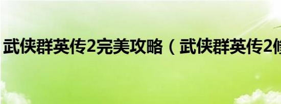 武侠群英传2完美攻略（武侠群英传2修改器）